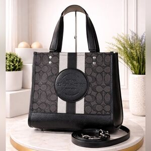 Coach Dempsey 22 Jacquard Black and Gray Signature Tote Hand Crossbody Bag